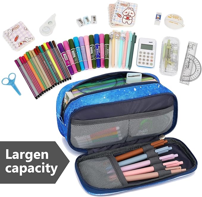 Pencil Cases for kids, Large Capacity Pencil Pouch, Office College School Marker Organizer Case pen for Men Women Adult Teens