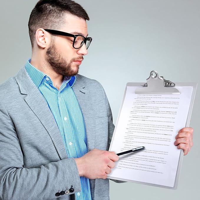 4 Pcs Metal Clipboard Heavy Duty Aluminum Clipboards 12 x 9 Inch Metal Clip Board with Low Profile Clip A4 Letter Size Document Holder for Office School Medical Jobsite Laboratory