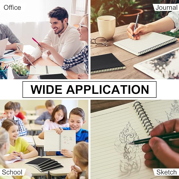 Yahenda 72 Pcs Spiral Notebook Bulk A5 Journal Lined 8.3'' x 5.5'' Writing Composition Paper Small Notepad Subject Notebook for Students Office Business Back to School Supplies (Black)