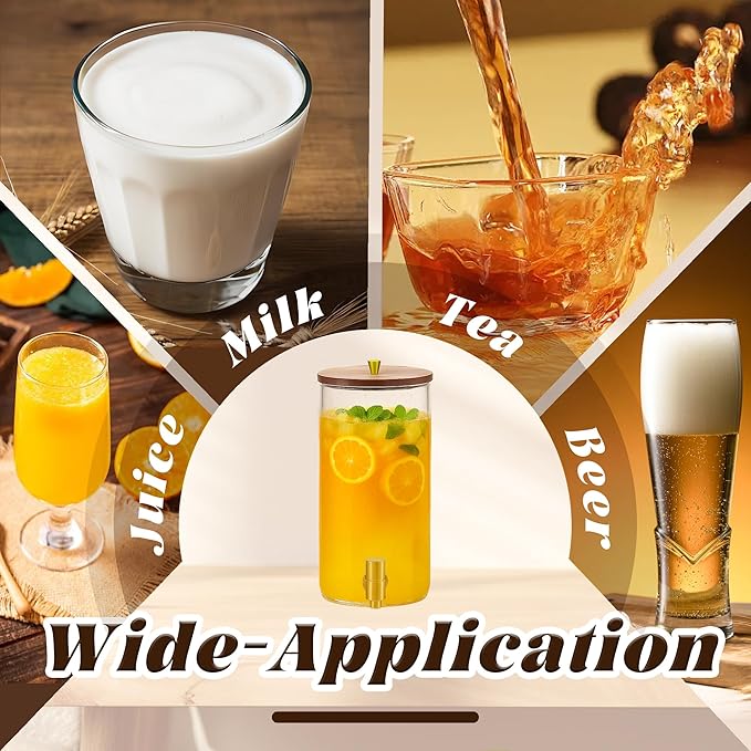 Glass Drink Dispenser,1.5 Gallon Beverage Dispenser with Stand,Lemonade Dispenser with Stainless Steel Faucet,Drink Dispensers for Parties, Bars and Home