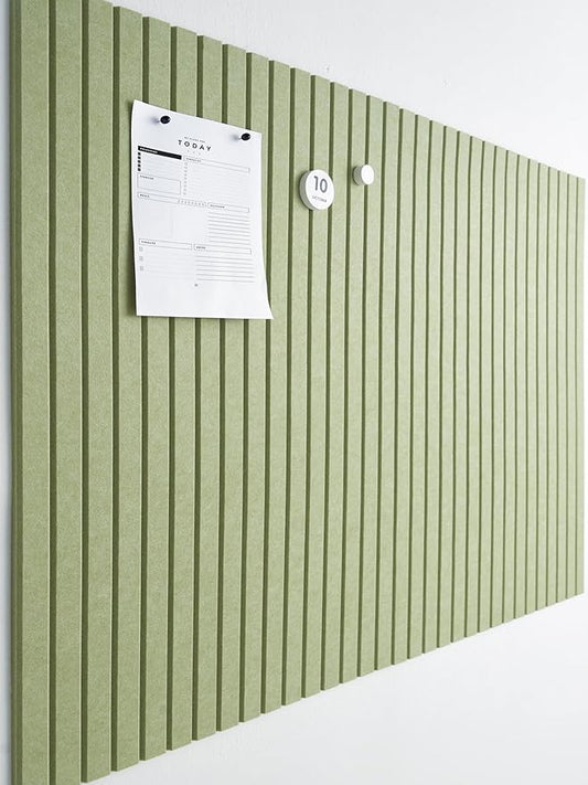 Large Cork Boards for Walls Black Felt Alternative - Slat Wall Paneling, Bulletin Board Tiles for Home Decor, Push Pin Corkboard Organizer for Office or Classroom-12-Pack Panel Kit (Avocado)