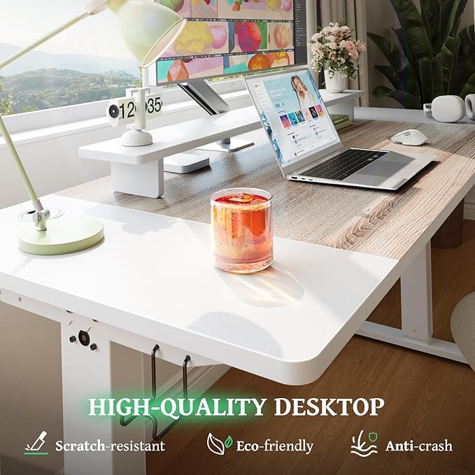 SIAGO Electric Standing Desk Adjustable - 63 x 24 Inch Sit Stand up Desk with Cable Management - 3 Memory Preset Adjustable Height Table