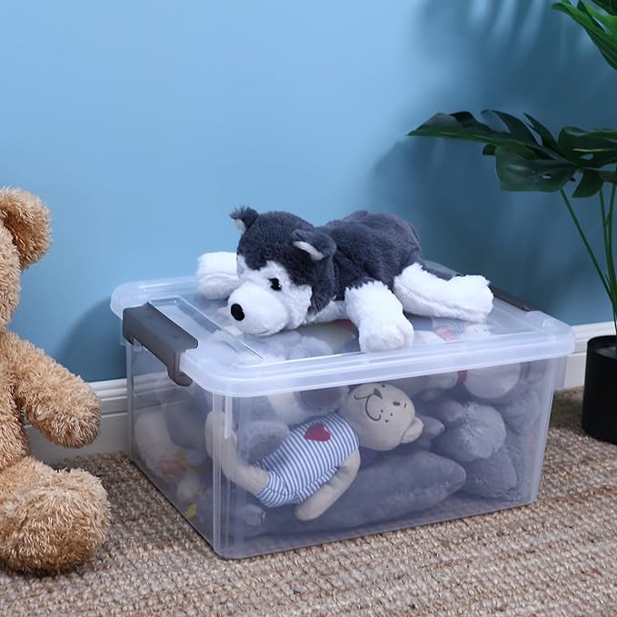 Citylife 6 Packs 17 QT Plastic Storage Bins with Lids Large Stackable Storage Containers for Organizing Clear Storage Box for Garage, Closet, Kitchen