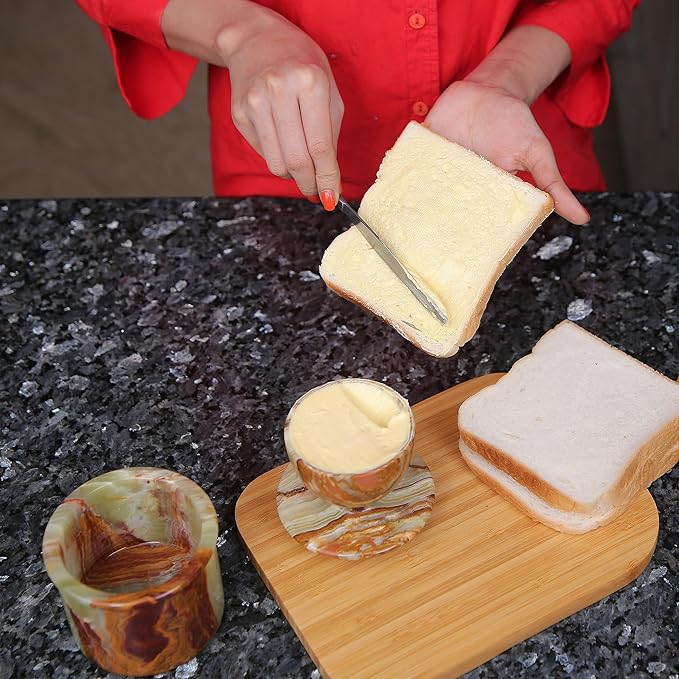 Marble Butter Keeper - Butter Crock - Round Butter Dish With Lid - French Butter Crock - Butter Keepers to Leave on Counter - Perfect Breakfast Companion with Classical Look (Multicolor)