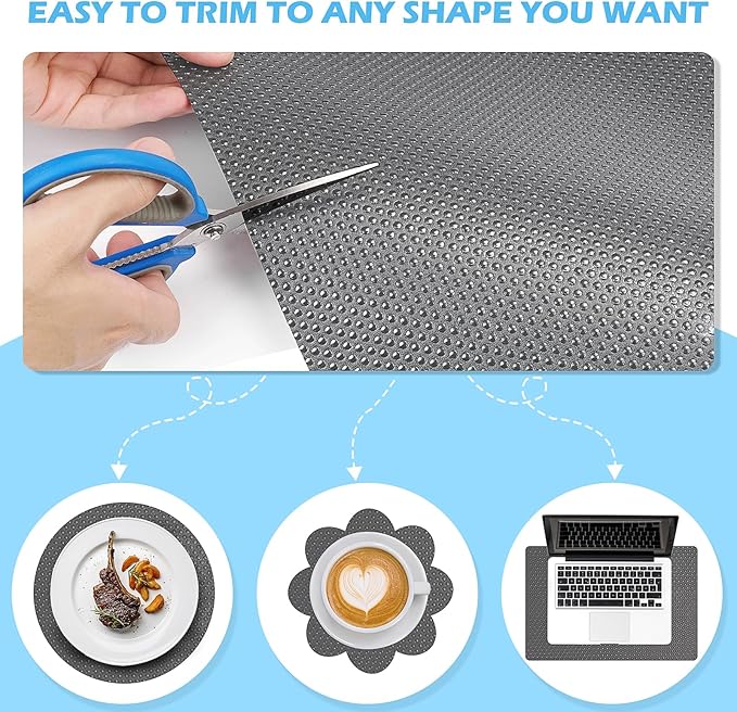 Drawer Liners, Waterproof Shelf Liner, Anti-Slip Non-Adhesive BPA Free Kitchen Cupboard Cabinet Liner Refridge Fridge Mats Sink Protector Strong Durable for Home (Grey/23.6in x 20Ft)