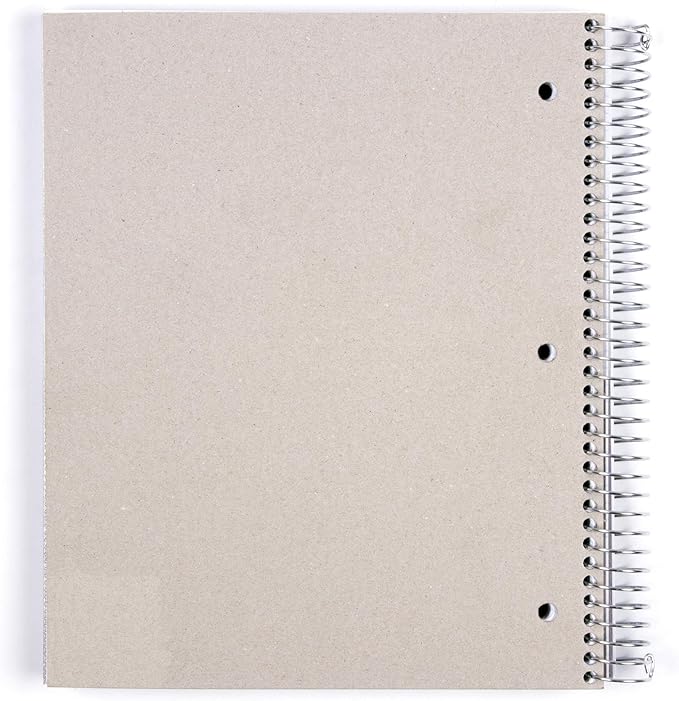 Mintra Office Durable Spiral Notebooks, 5 Subject (White, College Ruled 1pk)