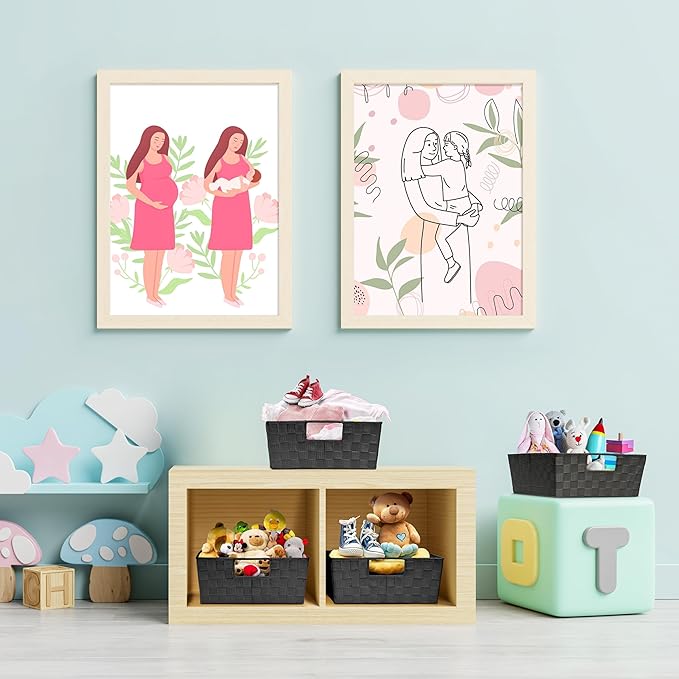 Sorbus Set of 3 Large Woven Storage Baskets – Mesh Hand-Woven Baskets for Organizing, Fabric Storage Bins for Linen Closet Organizer, Storage Baskets for Shelves and Home Organization (Black)