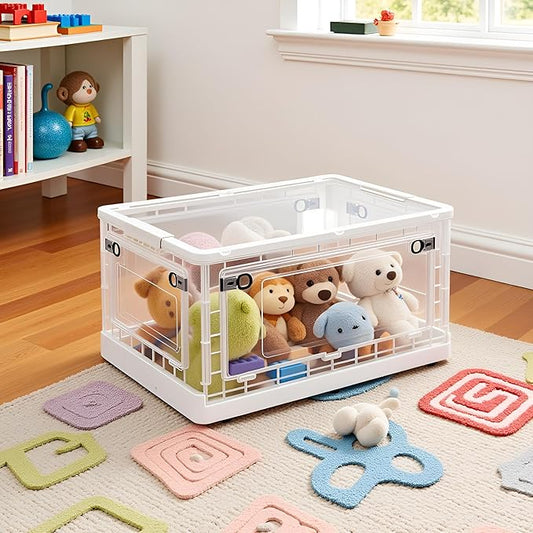 72 QT Clear Storage Bin with 5-Sided Open Lid, Stackable Plastic Storage Bins For Bedroom, Living Room, Office, Multifunctional Foldable Storage Box For Clothes, Office, Supplies, Snacks