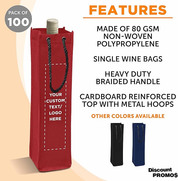 DISCOUNT PROMOS Non-Woven Vineyard Two Bottle Wine Bags