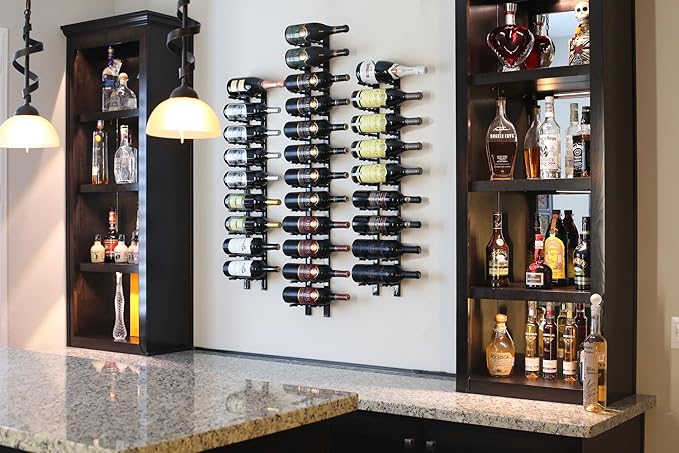 Ultra Wine Racks Wall Mounted Label-Out Wine Racks (2 Feet 1 Deep, Matte Black, 6 Wine Bottles) - Modern Metal Wine Storage, Modular Design for Home Bar, Kitchen, Dining Rooms, & Wine Cellars