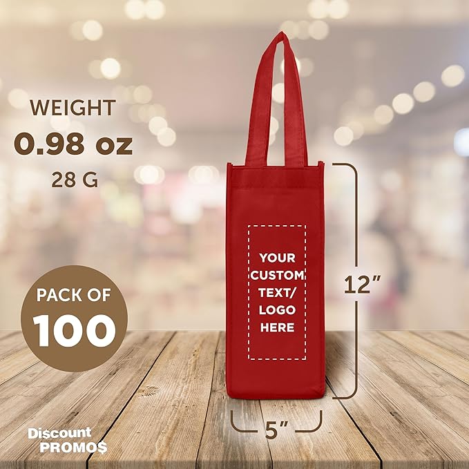 DISCOUNT PROMOS Non-Woven Vineyard Two Bottle Wine Bags