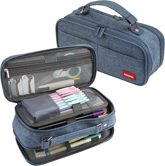 Pencil Case, Large Capacity Pencil Case Organizer; Double Zipper Storage Bag; Big Pencil Pouch for College School Office Teen Girl Boy Men Women Adult