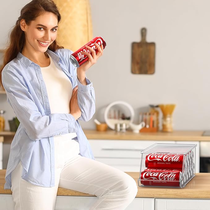 Sorbus Fridge & Pantry Can Organizer - 3 Size Dispenser for Standard, Skinny Cans & Water Bottles