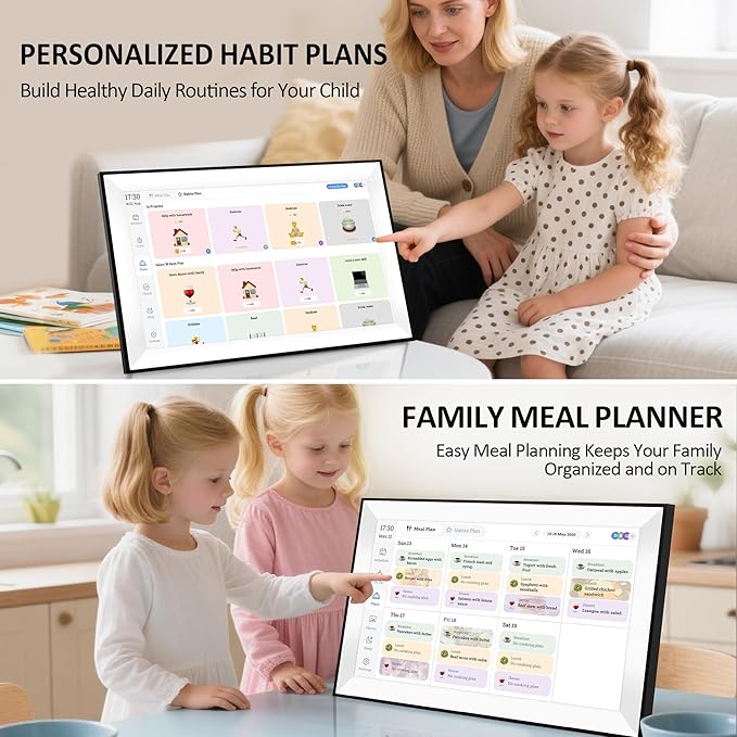 15.6 Inch Digital Calendar Chore Chart, Digital Picture frame,Smart Touchscreen Wall & Desk Electronic Calendar Family Planner for Seamless Scheduling/Organizing