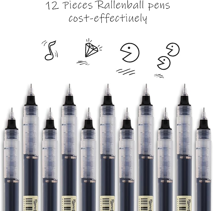 RIANCY Liquid Ink Rollerball Gel Pens, 0.5mm Extra Fine Point Tip, 24ct Assorted Colors, Smooth Writing No Smear No Bleed, Vibrant for Journaling, Drawing, Sketching, School Notes & Art Supplies