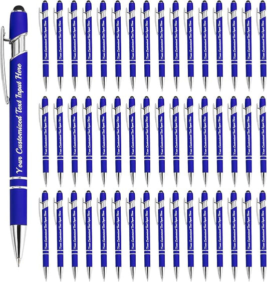Personalized Ballpoint Pen 48pcs, Custom Pens Free Engraved Bulk with Name Logo, Soft Black Ink Stylus with Touch Metal Office, Gift for Anniversaries, Graduations, Birthdays