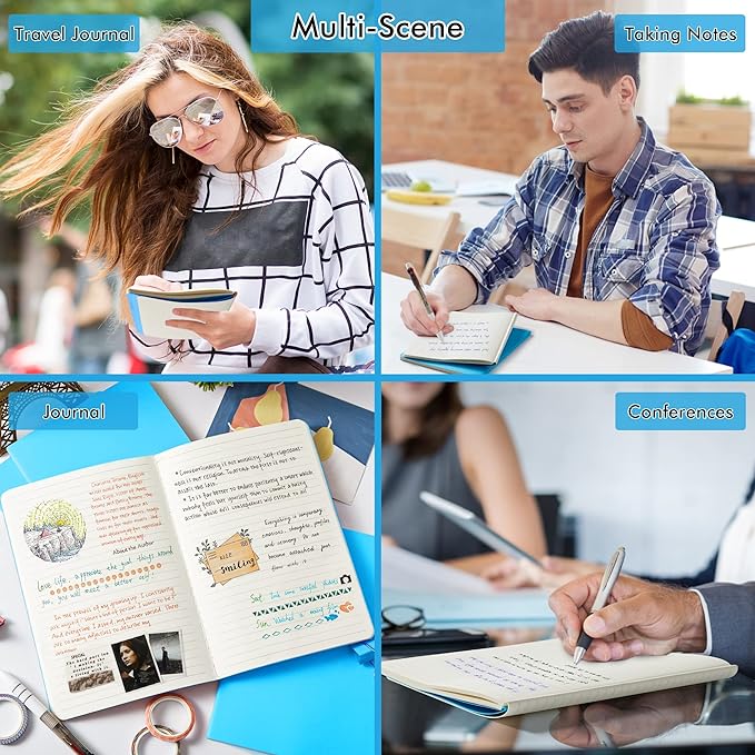 8 Pack Soft Cover Journal Bulk, Feela Notebooks College Ruled for Work, Lined Travel Journal for Women Men, Note Taking Notebook School Supplies Business Writing, 8.2” x 5.5”, A5, Blue