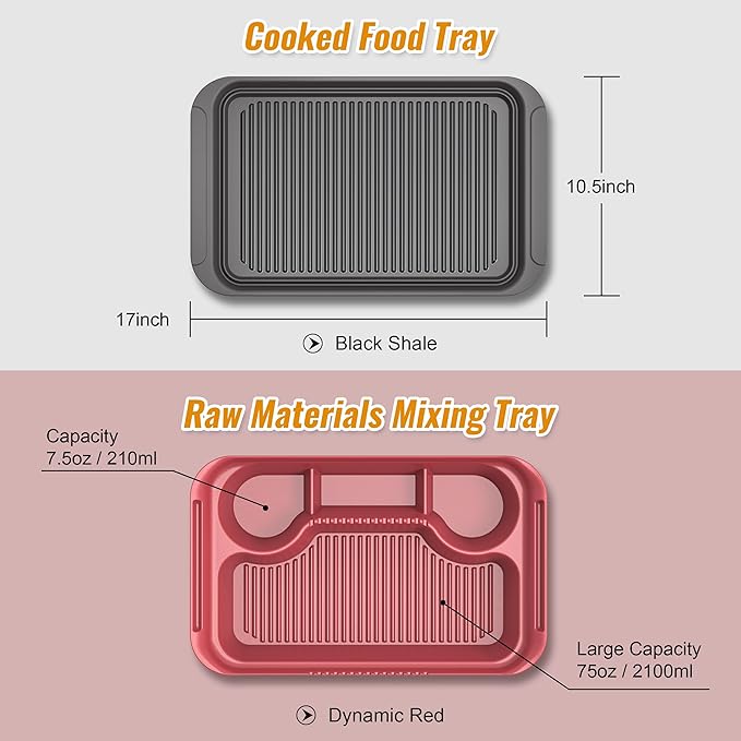 4PCS Melamine Grill Prep Station Tray Set, Outdoor BBQ Grill Station Accessories for Raw and Cooked Food, BBQ Grill Tools Added