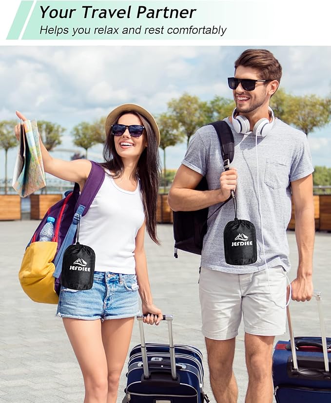 JefDiee Inflatable Foot Rest Pillow, Kids Airplane Bed, Adjustable 3 Layers Height Leg Rest Pillow, Airplane Travel Essentials Great for Office, Home, Trains, Cars