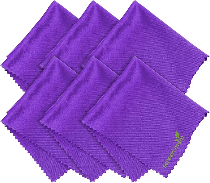 Screen Mom Screen Cleaner Purple Microfiber Cloths (6-Pack) - Microfiber Screens Cleaner Cloths, TV Cleaning Cloth for Electronic Cleaners, Laptop, Computer & Car Screens Cleaning Kit, TV Cleaners