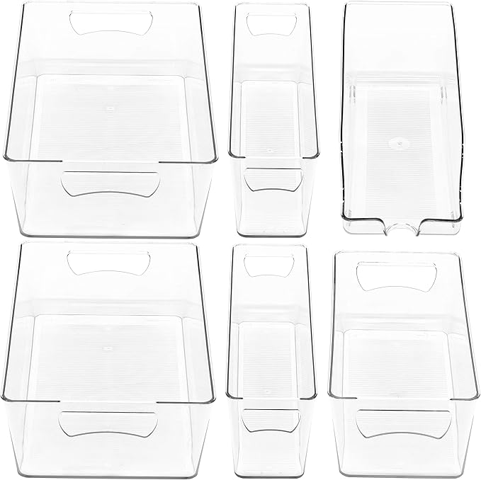 SimpleHouseware Refrigerator Storage Organizer Bins, Assorted Set of 6