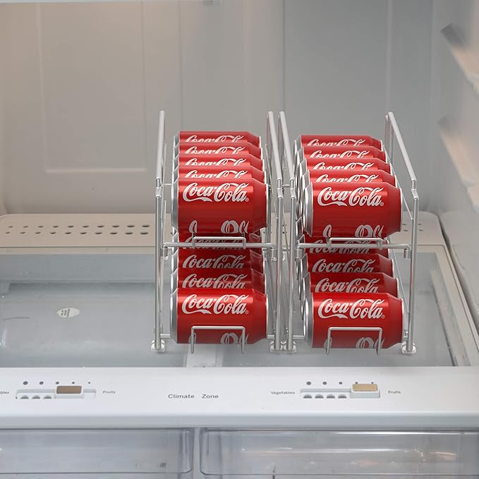 Simple Houseware Stackable Front Loading Beverage Can Dispenser Rack, Silver - 2 Pack