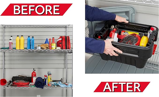 Rubbermaid® ActionPacker®️ 8 Gal Lockable Storage Box Pack of 4, Outdoor, Industrial, Rugged, Grey and Black