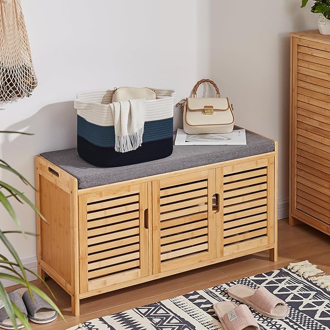 Storage Basket for Organizing, Woven Baskets for Storage, Rectangle Decorative Baskets for Shleves, Closet, Toys, Books, Nursery Organizer Bins - Pack of 3 (Gradient Blue, 13"x9.85"x8.7")