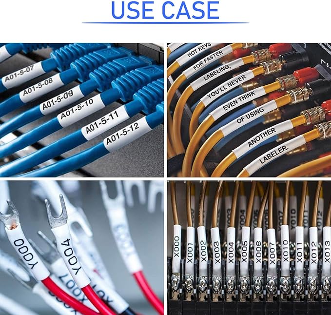 USUPERINK 5 Pack Compatible for Brother Ptouch HSe-211 HSe211 HS-211 HS211 Black on White (0.23''x 4.92ft) Heat Shrink Tube Label Tape use in PT-D400 PT-D450 PT-E300 PT-E500 H300 Label Maker