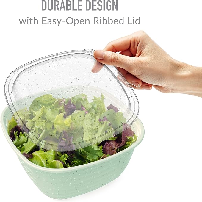 Bentgo Prep - 1-Compartment Bowls with Custom Fit Lids - Reusable, Microwaveable, Durable, PFAS & BPA-Free, Freezer and Dishwasher Safe Meal Prep Food Storage - 10 Bowls & 10 Lids (Sage Leaf Glitter)
