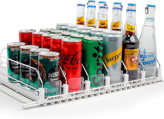 Dwella Drink Organizer for Fridge – 6-Tier Can Dispenser for Fridge, Self-Pushing Drink Dispenser Fridge, Adjustable Width Fridge Cans Organizer, Durable Soda Drink Organizers for Refrigerator