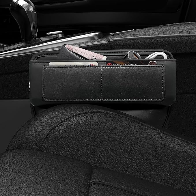Universal Fit Car Seat Gap Filler Leather Car Storage Organizer Front Seat Auto Accessories for Women Fashion Colored Car Adjustable Storages for Phones Glasses Keys Cards 1 Pack