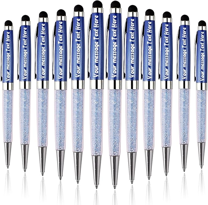 Custom Pens Bulk,Personalized Pens with Free Engraving,Customized Stylus Ballpoint Pens with Your Name,Text,Message for Business,Graduation,Anniversaries-Colorful Pens 12/Pack
