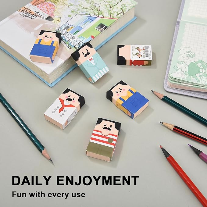 8Pcs Bald Guy Erasers, Erasers That Go Bald, Rub Get Bald Head Erasers, Fun Balding Man Erasers for School Classroom Rewards Party Favors