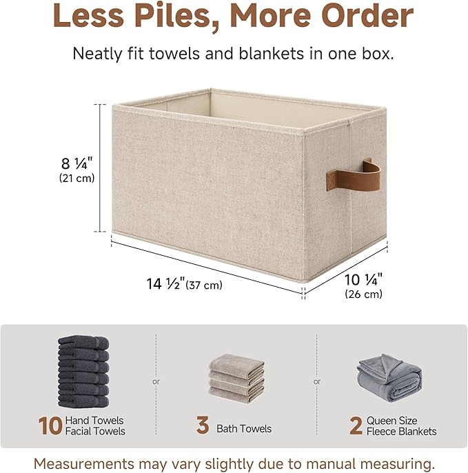 SroageWorks Storage Baskets for Shelves, Foldable Fabric Closet Storage Bins with Handles, Clothes Organizer Laundry Baskets, Brown & Beige, 3-Pack, Large