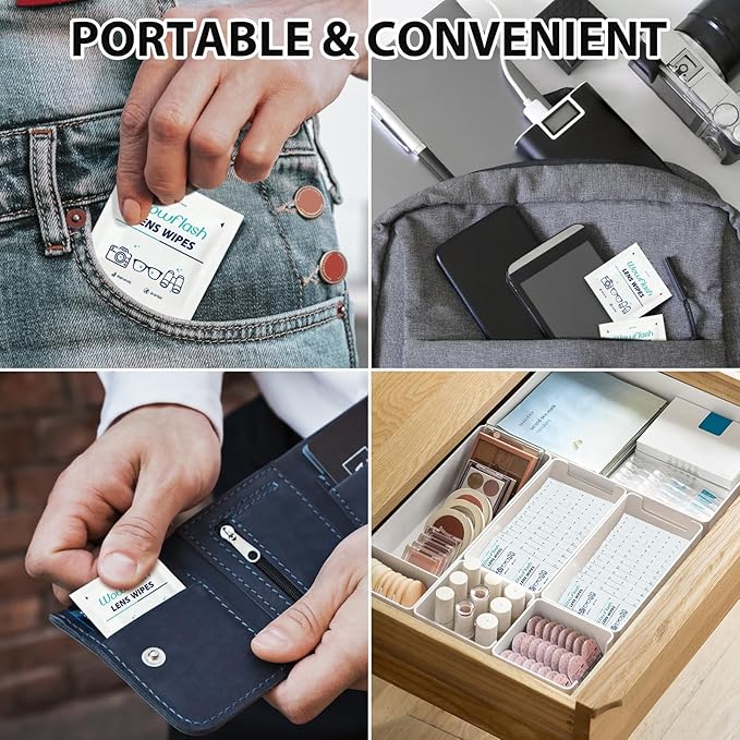 200 Count Lens Wipes for Eyeglasses, Eyeglass Lens Cleaning Wipes Pre-moistened Individually Wrapped Sracth-Free Streak-Free Eye Glasses Cleaner Wipes for Sunglass, Camera Lens, Goggles