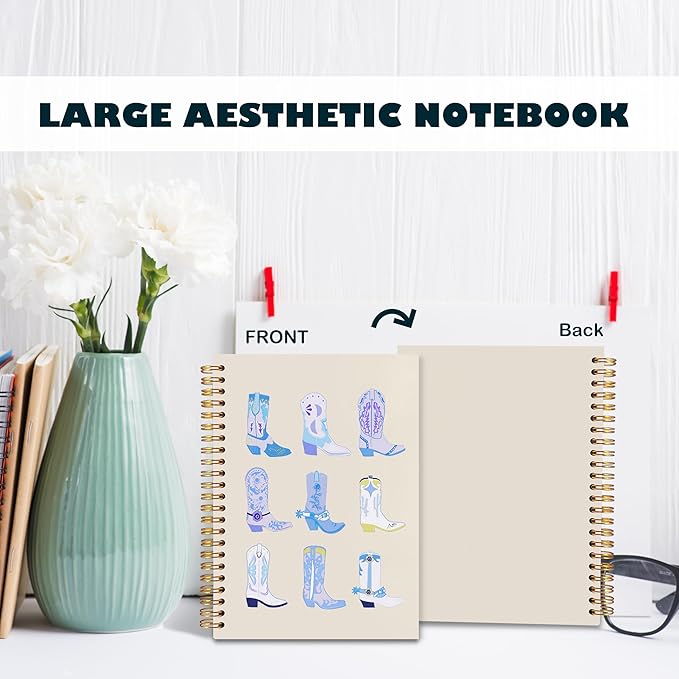 BearCake Blue Cowgirl Boot Notebook, Cowgirl Stuff, Cowgirl Gifts, Western Office Supplies, Western Stuff for Women, Boho Western Notebook Journal 5.5x8.3