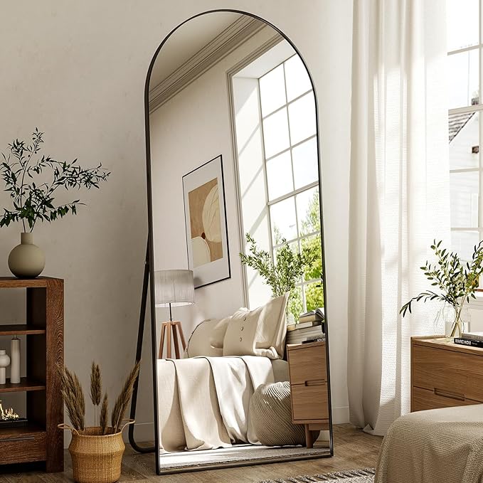 HARRITPURE Arch Floor & Full Length Mirrors - 68" x 24" Body Length Mirror Big Mirror for Bedroom Standing/Hanging/Leaning Wall-Mounted Black