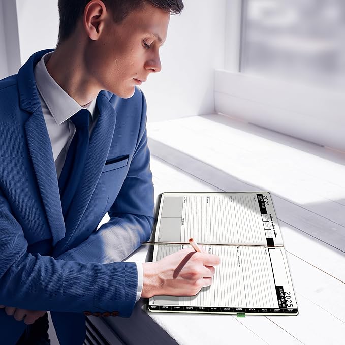 Ensight 2025-2026 HARDCOVER Leather Planner Weekly & Monthly - 8.5x11 Inches - Academic Planner Business Personal or Student - Pen Holder, Thick Paper, July 2025 - June 2026 (Olive Green)