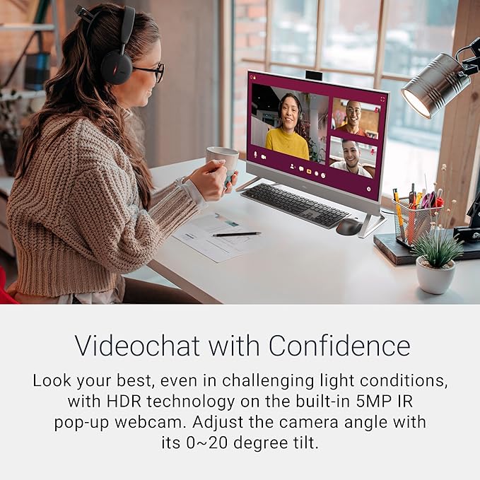 Dell 27 All-in-One Desktop ec27250-27-inch FHD (1920 x 1080) Display, Intel Core 7 Processor 150U, Intel Graphics, 16GB DDR5 RAM, 1TB SSD, Windows 11 Home, Onsite Service - White