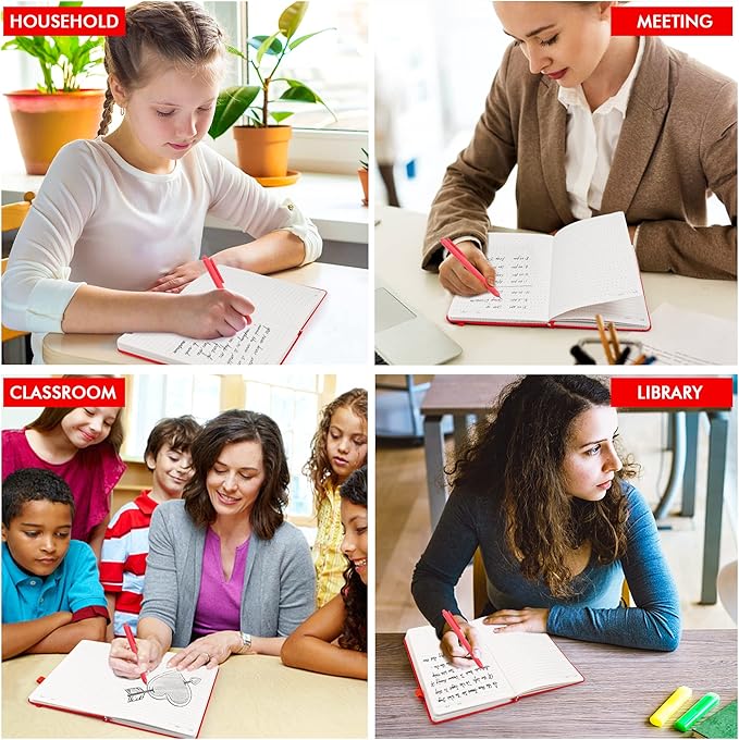 feela 3 Pack Notebooks Journals Bulk with 3 Black Pens, A5 Hardcover Notebook Classic Ruled Lined Journal Set with Pen Holder for Work Business Journaling Note Taking, 120 GSM, 5.1”x8.3”, Red