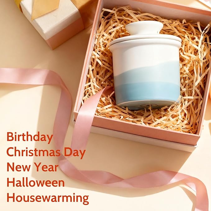 Sweese Light Green French Butter Dish with Lid – Ceramic Butter Keeper for Countertop, 4oz Butter Crock for Fresh Spreadable Butter, Matte Glazed Modern Butter Keeper, Dishwasher Safe