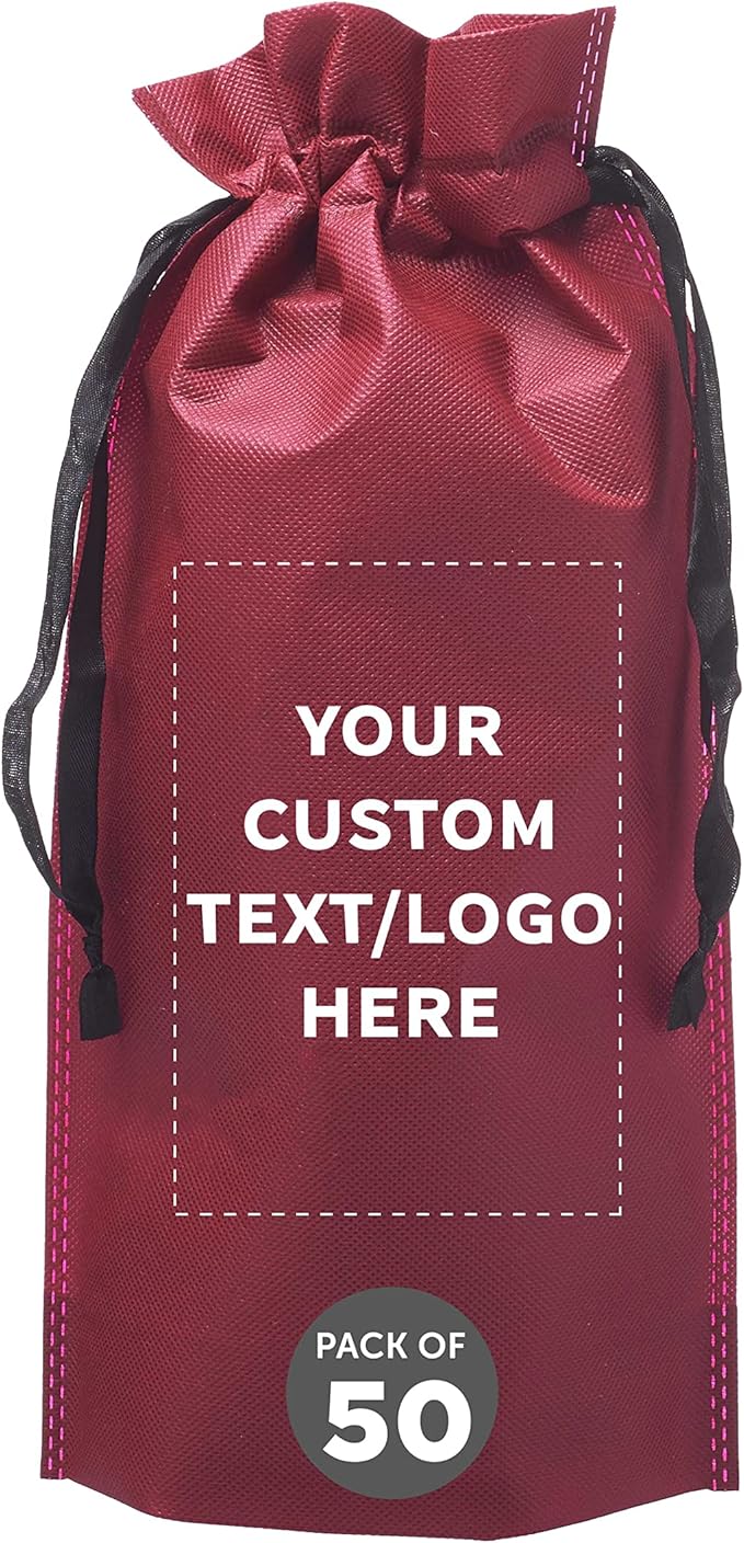 DISCOUNT PROMOS Non-Woven Vineyard Two Bottle Wine Bags