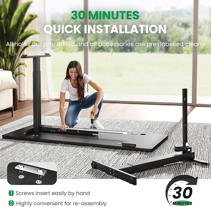 SIAGO Electric Standing Desk Adjustable - 48 x 24 Inch Sit Stand up Desk with Cable Management - 3 Memory Preset Adjustable Height Table