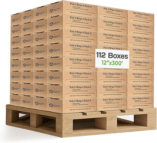 HexcelWrap Mini - Honeycomb Packing Paper, Eco-Friendly, Sustainable Paper Bubble Wrap for Shipping & Moving, Cushioned Packing Material in Dispenser - Natural, Pallet of 112, 12" x 300'