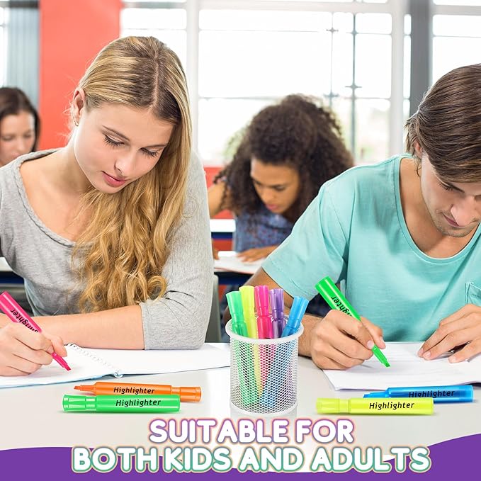 Qilery 30 Pack Highlighters Bulk, Tank Style Chisel Tip Highlighters Markers Quick Drying for Kids and Adult Coloring, Classroom Home Office School Supplies (Multicolored)