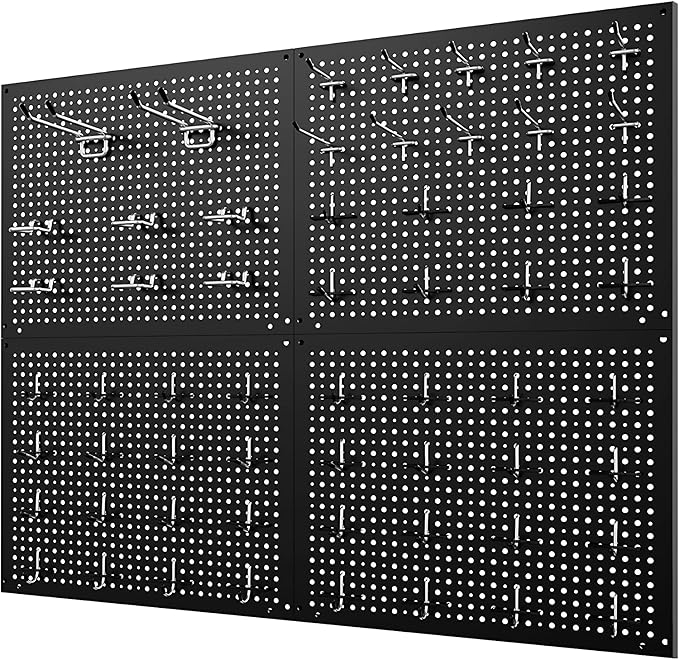 Metal Peg Board Kit with 1/4" Pegboard Accessories,Include 16.5"X13" Peg Board and Extra Thick Pegboard Accessories,Wall Organizer Peg Board Panels Tool Organizer Storage System (98)