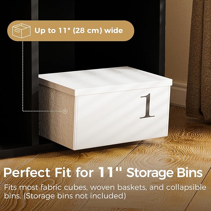 COMHOMA 6 Wood Cube Storage Organizer with Open Back and Removable Back Panels, 11In Black Cube Storage Bookshelf, Cubicle Shelf Bookcase for Home Office Bedroom Living Room, Vertical or Horizontal