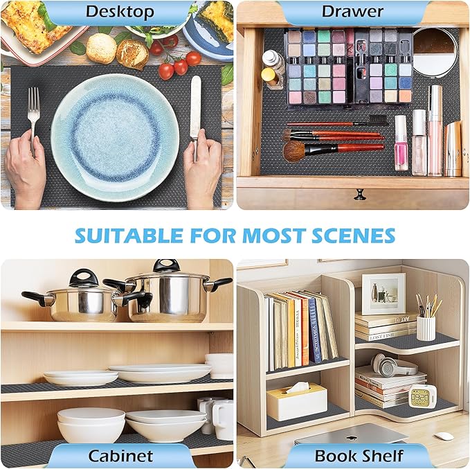 Drawer Liners, Waterproof Shelf Liner, Anti-Slip Non-Adhesive BPA Free Kitchen Cupboard Cabinet Liner Refridge Fridge Mats Sink Protector Strong Durable for Home (Grey/11.8in x 10Ft)