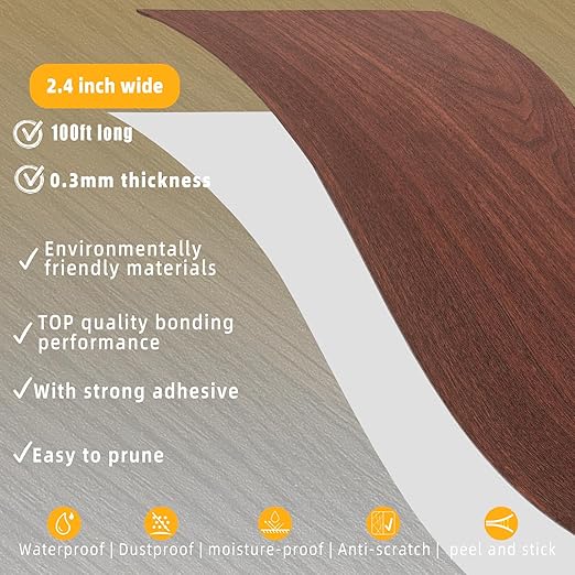 GSCIT Club Wood Grain Repair Tape, 2.4 inch X 100ft Self Adhesive Cherry Grain Repair Patch for Tables, Chairs, Baseboards, Doors, Windows, Floors, Handicraft DIY.